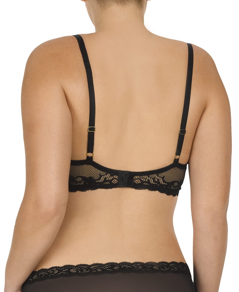 Natori Womens Feathers Contour Plunge Bra, Black, 36B - Image 4